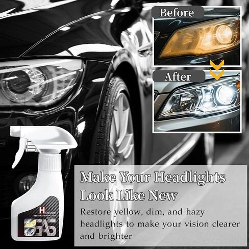 Automotive Headlamp Cleanr, 2025 New Automotive Headlamp Restoration Fluid Oxidized Kit, Multifunctional Car Polishing Cleanr for All Vehicle Types in Saudi Arabia