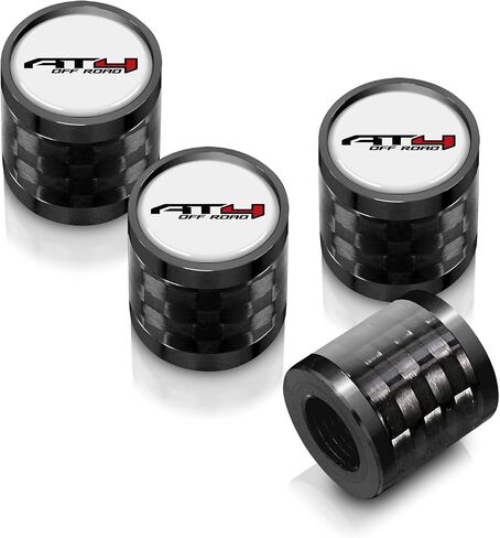 iPick Image for GMC AT4 Logo in Black on Real Carbon Fiber Barrel Black Aluminum Tire Valve Stem Caps in Saudi Arabia