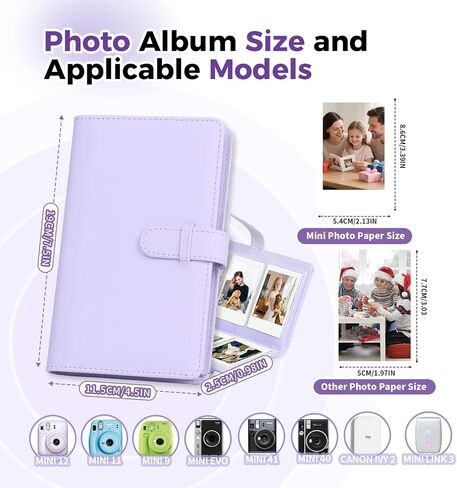 108 Pockets Mini Album Compatible with Fujifilm Instax Mini film, Suitable for Instax Mini 12/11/40/Evo/41/Link 3/Liplay, 2x3 in Photo Album Book for Polaroid Snap for Canon Ivy 2 (Lilac Purple) in Saudi Arabia