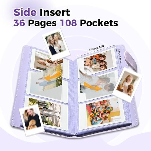 108 Pockets Mini Album Compatible with Fujifilm Instax Mini film, Suitable for Instax Mini 12/11/40/Evo/41/Link 3/Liplay, 2x3 in Photo Album Book for Polaroid Snap for Canon Ivy 2 (Lilac Purple) in Saudi Arabia