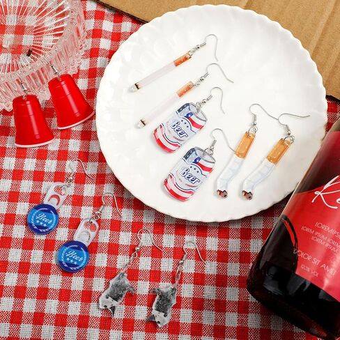 Sureio 8 Pairs Hillbilly Bash Earrings Funny Possum Acrylic Dangling Jewelry Tacky Trailer Park Party Trash Bash Attire Halloween Country Costume in Saudi Arabia