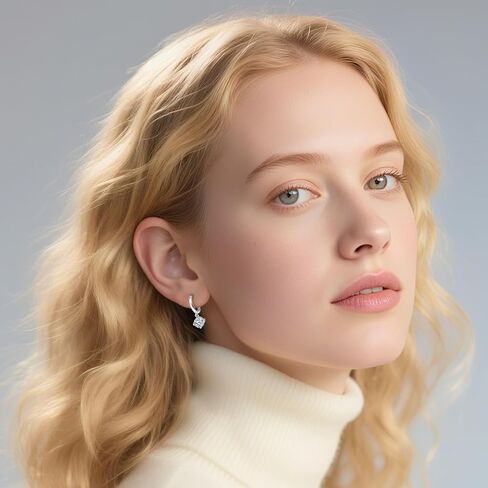 Moissanite Drop Earrings,1.0ct-2.0ct D Color VVS1 Round Cut Lab Created Diamond 925 Sterling Silver 18K White Gold Dangle Earrings For Women Moissanite Leverback Earrings in Kuwait