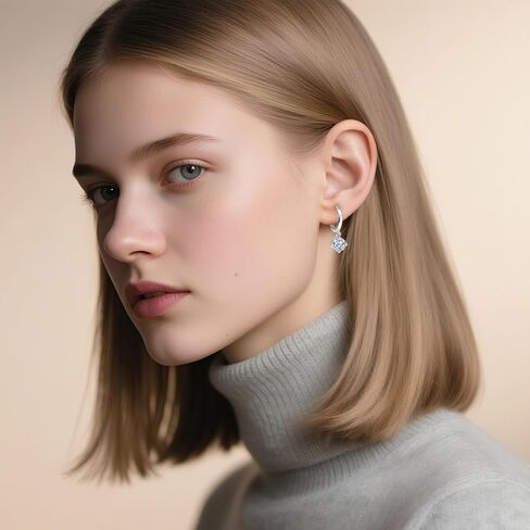 Moissanite Drop Earrings,1.0ct-2.0ct D Color VVS1 Round Cut Lab Created Diamond 925 Sterling Silver 18K White Gold Dangle Earrings For Women Moissanite Leverback Earrings in Kuwait