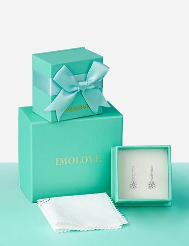 IMOLOVE مويسانيتي أقراط متدلية للنساء، أقراط متدلية من الفضة الإسترليني عيار 925 مع مطلية بالذهب الأبيض عيار 18 قيراط، هدايا مجوهرات الزفاف الرقيقة in Kuwait