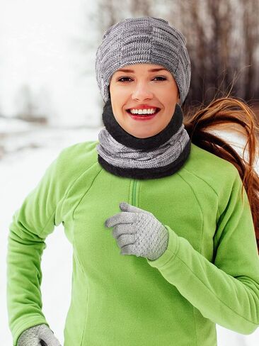 JaGely 12 Pcs Winter Hat Scarf Gloves Set Winter Slouchy Skull Cap Knit Hats Touch Screen Gloves Neck Warmer for men in Saudi Arabia