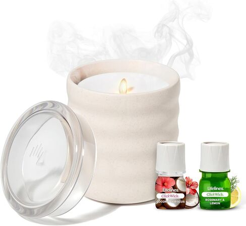 Lifelines Flameless Candle Diffuser - Featuring Mist & Beautiful Aromas - Blow Out Flickering Flame - Safe Flameless Candle - Flameless Aromatherapy Candle - Frosted Charcoal in Kuwait