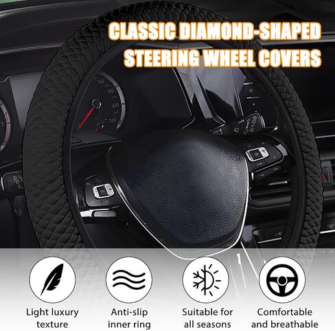 BESULEN Elastic Stretch Car Steering Wheel Cover, 15 Inch Anti Slip Breathable Ice Silk Auto Steering Wheel Wrap Guard, Comfortable Vehicle Interior Accessories, Universal for SUV RV Truck in Saudi Arabia
