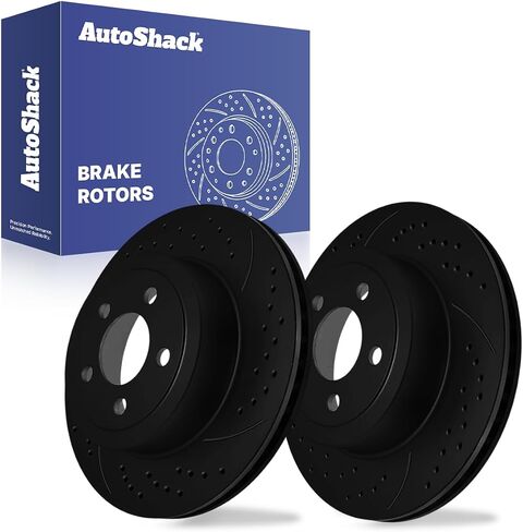 دوارات الفرامل الخلفية المحفورة والمشقوقة من AutoShack | بديل لشاحن دودج تشالينجر 2015-2023 2014-2023 كرايسلر 300 3.6L 5.7L 6.2L 6.4L V6 AWD RWD | أسود مطلي بالكهرباء | مجموعة 2 جهاز كمبيوتر | حارس الليل in Saudi Arabia