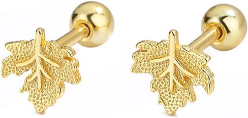 20g Cute Maple Leaf Stud Earrings 925 Sterling Silver Screw Black for Women Leaves Tiny Cartilage Statement Earring Prom Wedding Bridal Autumn Piercing Body Jewelry Gift Fall Thanksgiving Xmas in Saudi Arabia