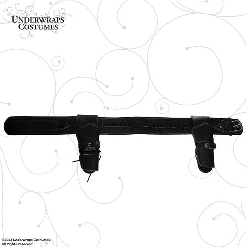 حزام حافظة رعاة البقر مزدوج أسود من UnderWRAPS - حزام غربي من الجلد الصناعي قابل للتعديل مع حافظة مسدس مزدوجة لأزياء الهالوين وحفلات الهالوين التنكرية العتيقة للهالوين in Saudi Arabia