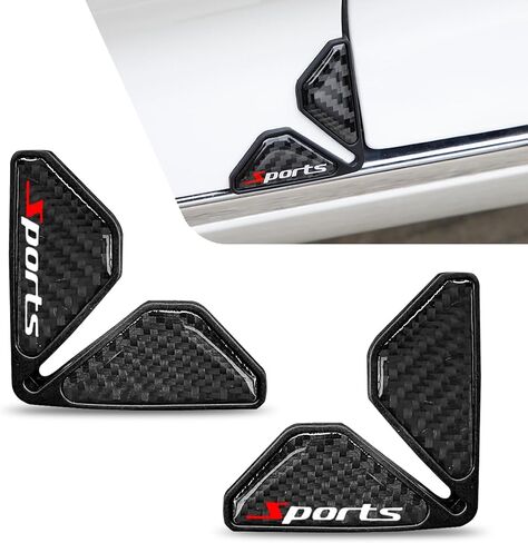 2 PCS Car Door Corner Protector Edge Guards, Anti-collision Stickers, Carbon Fiber Pattern Thickened PVC Soft Rubber Front Door Anti-scratch Protective Corner, Suitable for Most Cars (Black) in Saudi Arabia