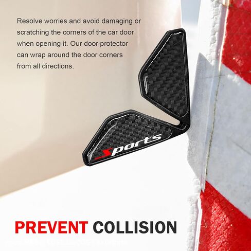 2 PCS Car Door Corner Protector Edge Guards, Anti-collision Stickers, Carbon Fiber Pattern Thickened PVC Soft Rubber Front Door Anti-scratch Protective Corner, Suitable for Most Cars (Black) in Saudi Arabia