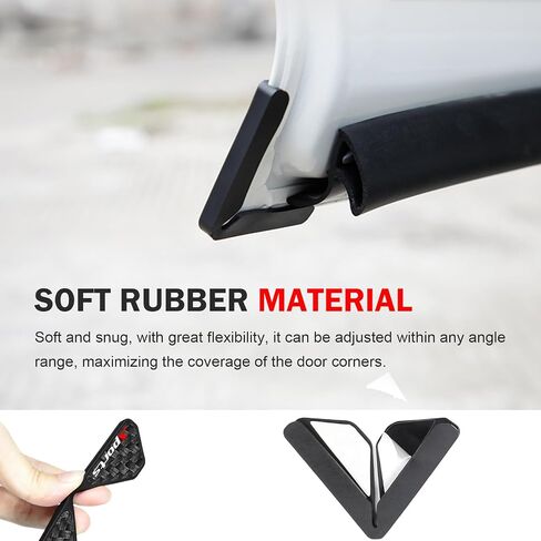 2 PCS Car Door Corner Protector Edge Guards, Anti-collision Stickers, Carbon Fiber Pattern Thickened PVC Soft Rubber Front Door Anti-scratch Protective Corner, Suitable for Most Cars (Black) in Saudi Arabia