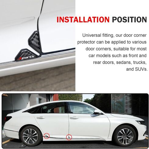 2 PCS Car Door Corner Protector Edge Guards, Anti-collision Stickers, Carbon Fiber Pattern Thickened PVC Soft Rubber Front Door Anti-scratch Protective Corner, Suitable for Most Cars (Black) in Saudi Arabia