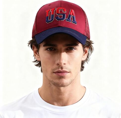 American Flag Patriotic Baseball Cap | Embroidered USA Flag 100% Cotton Adjustable Hat for Men & Women in Kuwait