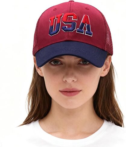 American Flag Patriotic Baseball Cap | Embroidered USA Flag 100% Cotton Adjustable Hat for Men & Women in Kuwait