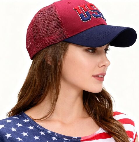 American Flag Patriotic Baseball Cap | Embroidered USA Flag 100% Cotton Adjustable Hat for Men & Women in Kuwait
