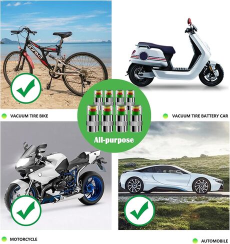 8PCS Tire Pressure Caps,Visual Tire Caps with Pressure Gauge & 3 Color Provides Real-Time Monitoring,Universal Car Valve Stem Cap Automotive Accessories for Most Vehicles in Saudi Arabia
