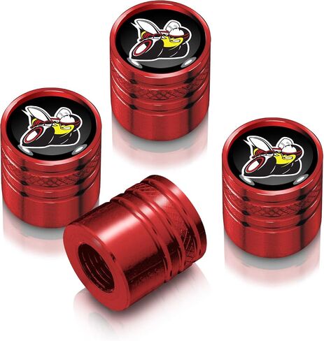 for Dodge Scat-Pack Black on Red Aluminum Cylinder-Style Tire Valve Stem Caps in Saudi Arabia