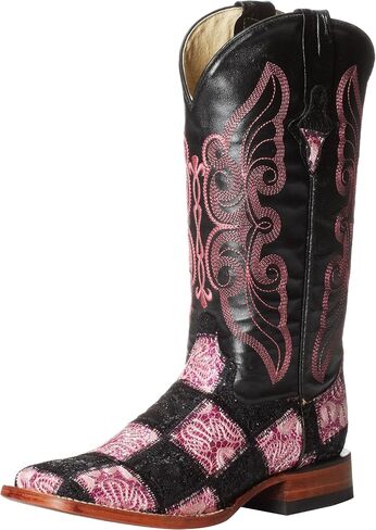 Mens Bronco Pirarucu Print Embroidered Square Toe Casual Boots Mid Calf - Brown in Kuwait