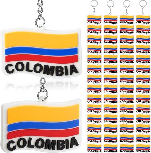 Kathfly 60 Pcs Colombia Flag Silicone Keychain Key Ring with Key Ring Clips Colombia Souvenir for Men Women National Football Soccer Team Accessories History Party Favor Fan Car Pendant Charm in Saudi Arabia