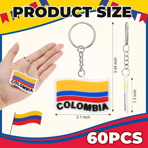 Kathfly 60 Pcs Colombia Flag Silicone Keychain Key Ring with Key Ring Clips Colombia Souvenir for Men Women National Football Soccer Team Accessories History Party Favor Fan Car Pendant Charm in Saudi Arabia