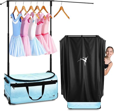 Dance Bag with Garment Rack and Curtain - 23" Glitter Dance Competition Travel Duffle Bag - Quick Privacy Changing Station, Easy Assembly, Ideal for Dance Competition, Backstage, Recital, Travel in Saudi Arabia
