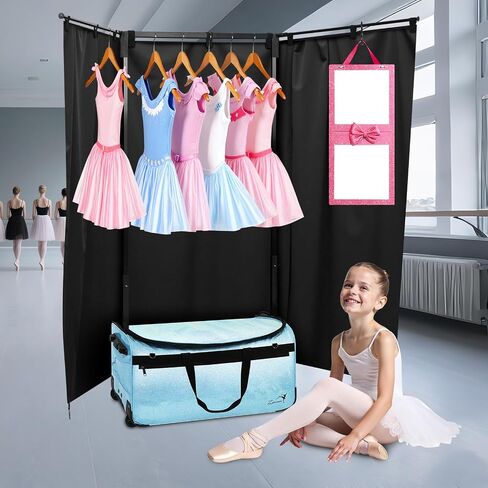 Dance Bag with Garment Rack and Curtain - 23" Glitter Dance Competition Travel Duffle Bag - Quick Privacy Changing Station, Easy Assembly, Ideal for Dance Competition, Backstage, Recital, Travel in Saudi Arabia