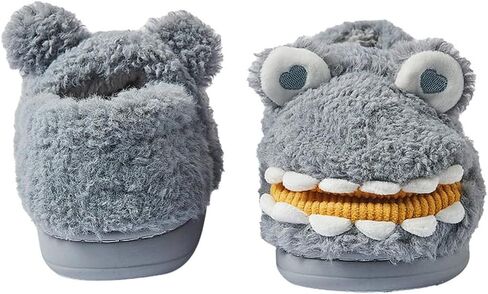Dinosaur Plush House Slippers for Woman Men Soft Sandals Indoor & Outdoor Non-slip Home Thick Bottom Winter Slipper in Kuwait