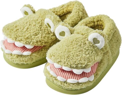 Dinosaur Plush House Slippers for Woman Men Soft Sandals Indoor & Outdoor Non-slip Home Thick Bottom Winter Slipper in Kuwait