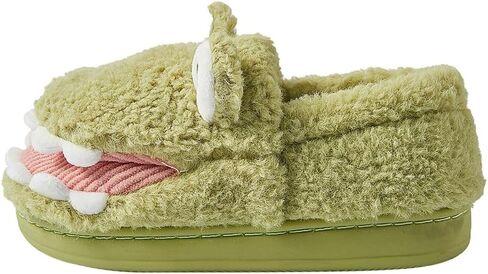 Dinosaur Plush House Slippers for Woman Men Soft Sandals Indoor & Outdoor Non-slip Home Thick Bottom Winter Slipper in Kuwait
