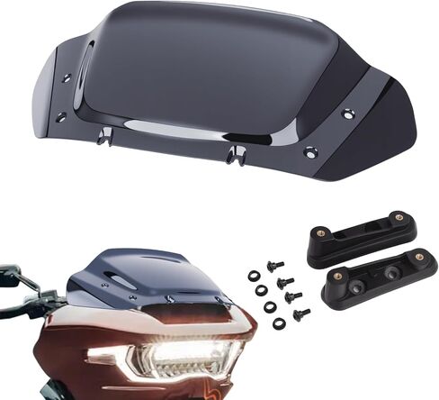 مجموعات الزجاج الأمامي للدراجات النارية مقاس 10 بوصات، الزجاج الأمامي المموج، مقسم الرياح الشفاف مناسب لـ Harley Davidson Street Glide FLHX 2024 2025، CVO FLHXSE 2023-2025، Street Glide Ultra FLHXU 2025-up (بني) in Kuwait