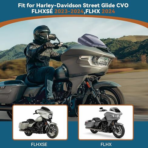 مجموعات الزجاج الأمامي للدراجات النارية مقاس 10 بوصات، الزجاج الأمامي المموج، مقسم الرياح الشفاف مناسب لـ Harley Davidson Street Glide FLHX 2024 2025، CVO FLHXSE 2023-2025، Street Glide Ultra FLHXU 2025-up (بني) in Kuwait