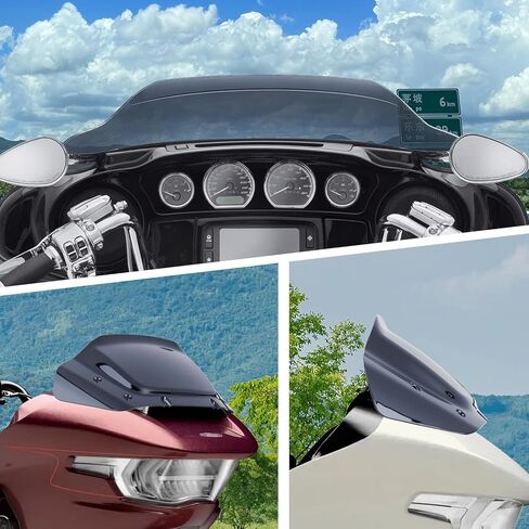 مجموعات الزجاج الأمامي للدراجات النارية مقاس 10 بوصات، الزجاج الأمامي المموج، مقسم الرياح الشفاف مناسب لـ Harley Davidson Street Glide FLHX 2024 2025، CVO FLHXSE 2023-2025، Street Glide Ultra FLHXU 2025-up (بني) in Kuwait