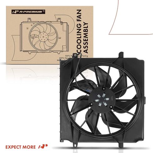 A-Premium Engine Radiator Cooling Fan Assembly Compatible with Select Jeep Models - Liberty 2002 2003 2004, 2.4L 3.7L - Replace# 55037659AA, 55037659AB in Saudi Arabia