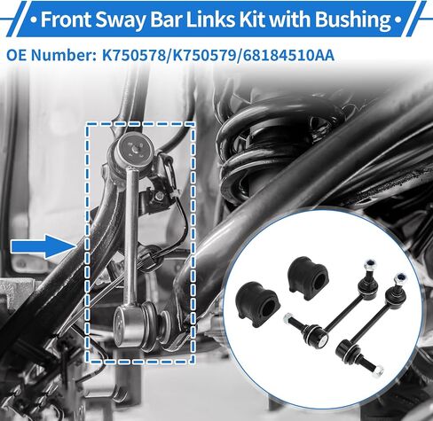 وصلات قضيب التثبيت الأمامي مع 2 قطعة جلبة لدودج دورانجو 2011-2015 لسيارة جيب جراند شيروكي Sway Bar Link Kits No.K750578/K750579 1 Set in Saudi Arabia