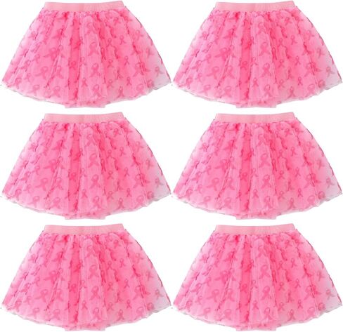 6 Pcs Breast Cancer Awareness Tutus Bulk Pink Ribbon Skirts Lightweight Breast Cancer Awareness Accessories for Women Adult Parade Running Activities in Saudi Arabia