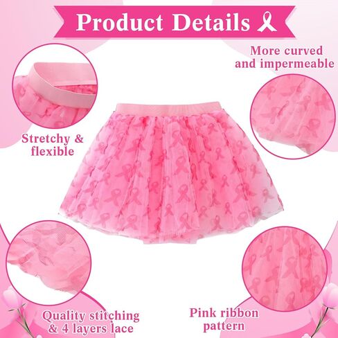 6 Pcs Breast Cancer Awareness Tutus Bulk Pink Ribbon Skirts Lightweight Breast Cancer Awareness Accessories for Women Adult Parade Running Activities in Saudi Arabia