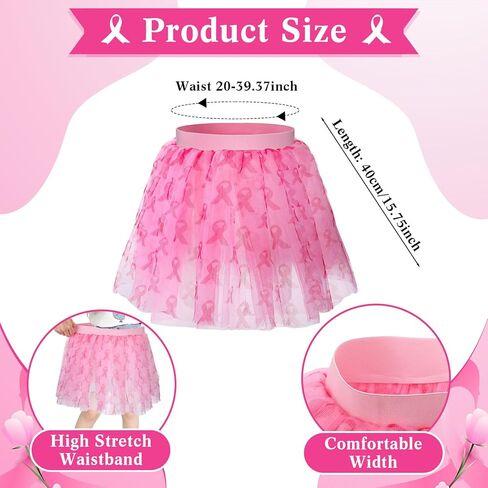 6 Pcs Breast Cancer Awareness Tutus Bulk Pink Ribbon Skirts Lightweight Breast Cancer Awareness Accessories for Women Adult Parade Running Activities in Saudi Arabia