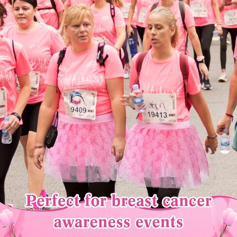 6 Pcs Breast Cancer Awareness Tutus Bulk Pink Ribbon Skirts Lightweight Breast Cancer Awareness Accessories for Women Adult Parade Running Activities in Saudi Arabia