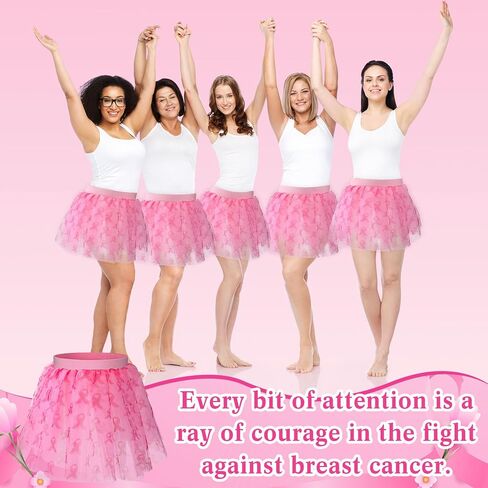6 Pcs Breast Cancer Awareness Tutus Bulk Pink Ribbon Skirts Lightweight Breast Cancer Awareness Accessories for Women Adult Parade Running Activities in Saudi Arabia
