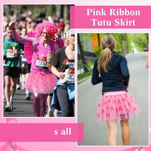 6 Pcs Breast Cancer Awareness Tutus Bulk Pink Ribbon Skirts Lightweight Breast Cancer Awareness Accessories for Women Adult Parade Running Activities in Saudi Arabia