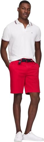 TOMMY HILFIGER Men's Belted Twill 9" Club Short, Red, 30 in Saudi Arabia