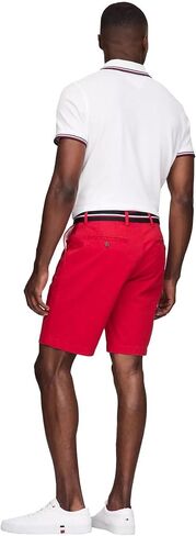 TOMMY HILFIGER Men's Belted Twill 9" Club Short, Red, 30 in Saudi Arabia