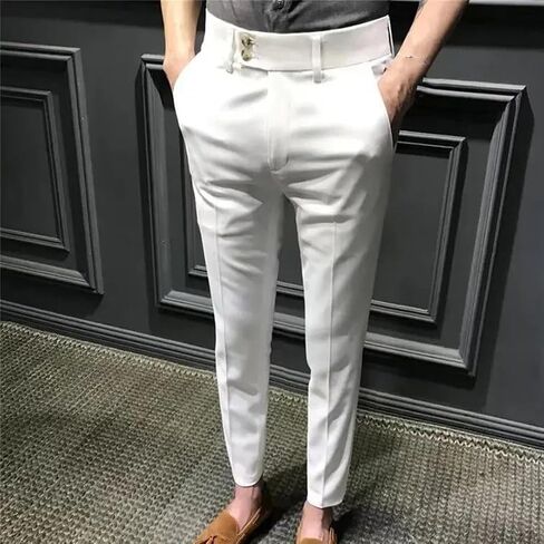 Men Summer Slim Fit Casual Pants Lightweight Elegant Formal Suit in Saudi Arabia