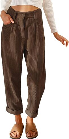Kedera Corduroy Pants for Women 2025 Casual Elastic Waist Stretchy Loose Fit Wide Leg Pants with Pockets in Saudi Arabia