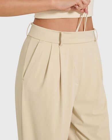 MOOSLOVER Women Wide Leg Dress Pants Stretchy Pull On High Waisted Work Pants Business Casual Trousers with Pockets in Saudi Arabia