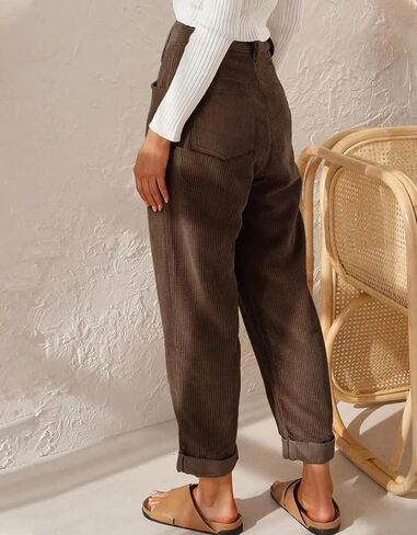 Kedera Corduroy Pants for Women 2025 Casual Elastic Waist Stretchy Loose Fit Wide Leg Pants with Pockets in Saudi Arabia