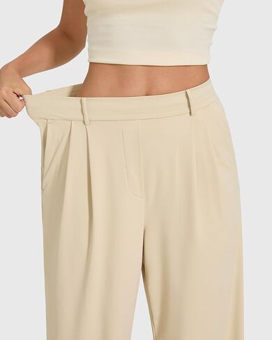 MOOSLOVER Women Wide Leg Dress Pants Stretchy Pull On High Waisted Work Pants Business Casual Trousers with Pockets in Saudi Arabia