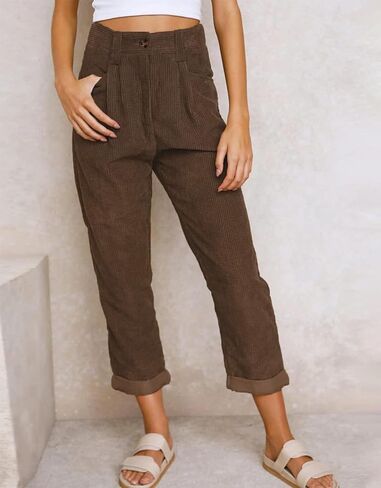 Kedera Corduroy Pants for Women 2025 Casual Elastic Waist Stretchy Loose Fit Wide Leg Pants with Pockets in Saudi Arabia